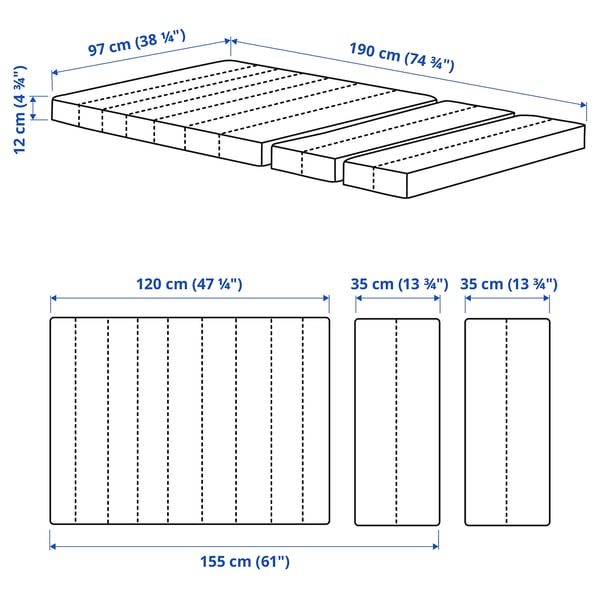 INNERLIG Spring mattress for extendable bed, 97x190 cm