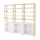 IVAR 3 sections/cabinet/shelves, pine/white mesh, 259x30x226 cm