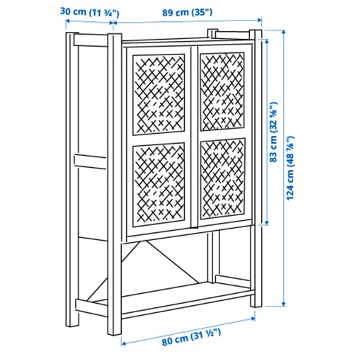 Illustration with measurements for the product: IVAR.