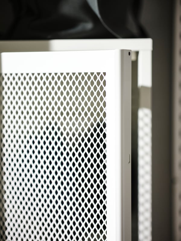 IVAR Cabinet with doors, white mesh, 80x83 cm