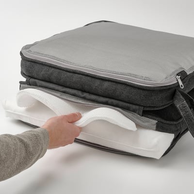 JÄRPÖN/DUVHOLMEN Seat/back cushion, outdoor, anthracite, 116x45 cm