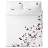 JÄTTELILJA Duvet cover and pillowcase(s), white/floral patterned, Full/Queen (Double/Queen)
