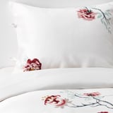 JÄTTELILJA Duvet cover and pillowcase(s), white/floral patterned, King
