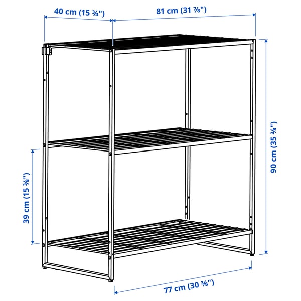JOSTEIN Shelving unit, in/outdoor/wire white, 81x40x90 cm