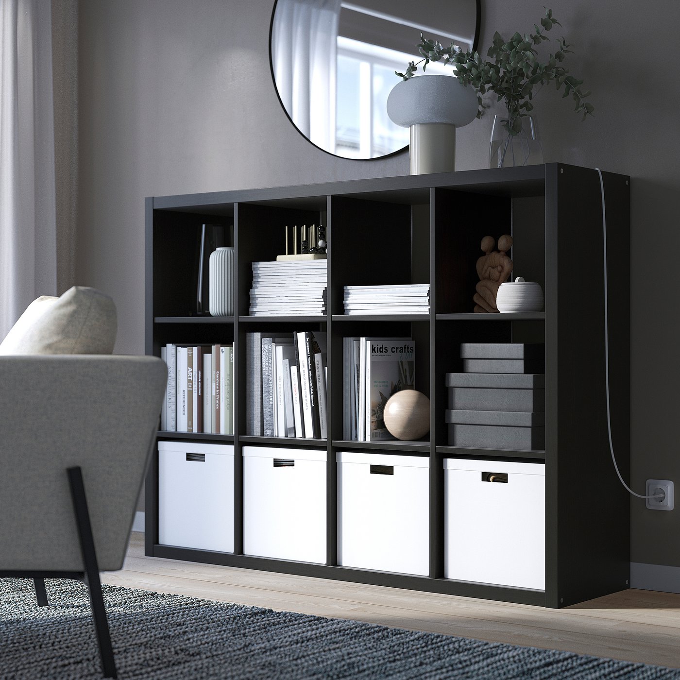 KALLAX shelving unit, black-brown, 112x147 cm - IKEA