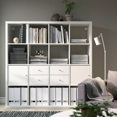 KALLAX Shelving unit, with 2 doors/4 drawers/white, 147x147 cm