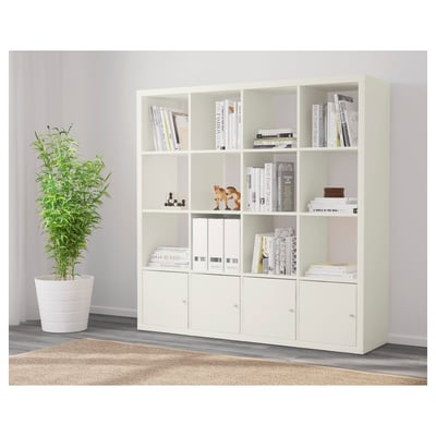 KALLAX Shelving unit, with 4 doors/white, 147x147 cm