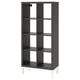 Option: KALLAX Shelving unit with underframe, black-brown/white, 77x164 cm