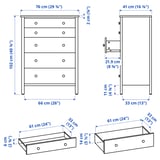 KILBERGET Chest of 5 drawers, white/anchor/unlock-function, 76x102 cm