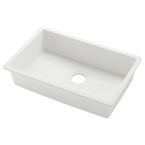 KILSVIKEN quartz sink, white, rectangular, single basin, smooth surface.