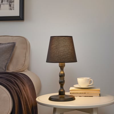 KINNAHULT Table lamp, black ash/black, 37 cm