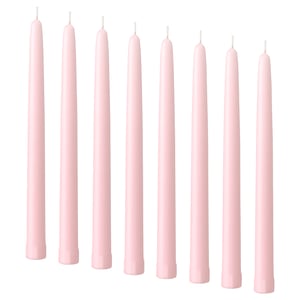KLOKHET Unscented taper candle, light pink, 25 cm