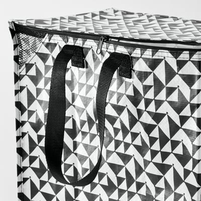 KNALLA Bag, black/white, 40x25x47 cm/47 l