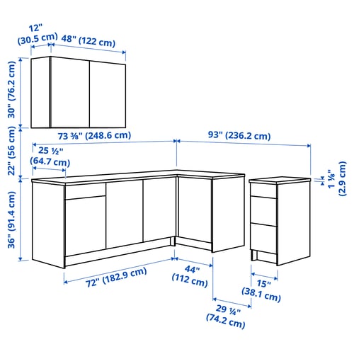 Illustration with measurements for the product: KNOXHULT.