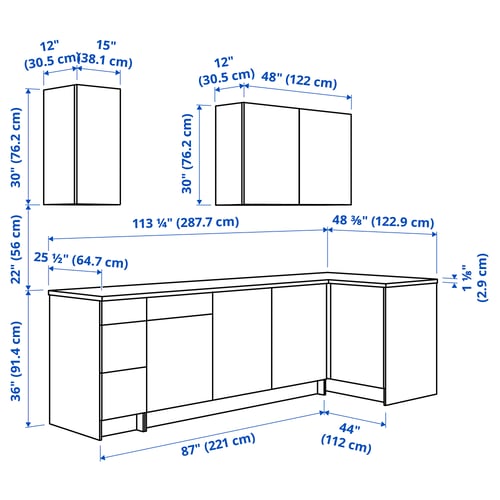 Illustration with measurements for the product: KNOXHULT.