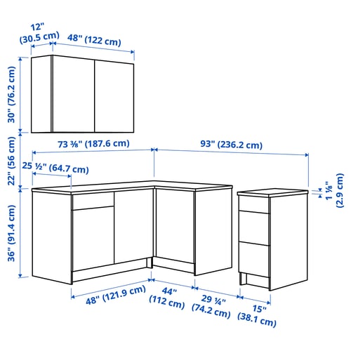 Illustration with measurements for the product: KNOXHULT.
