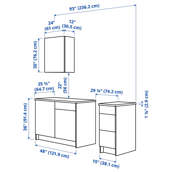 KNOXHULT Kitchen, oak effect, 236.2x61.0x223.5 cm