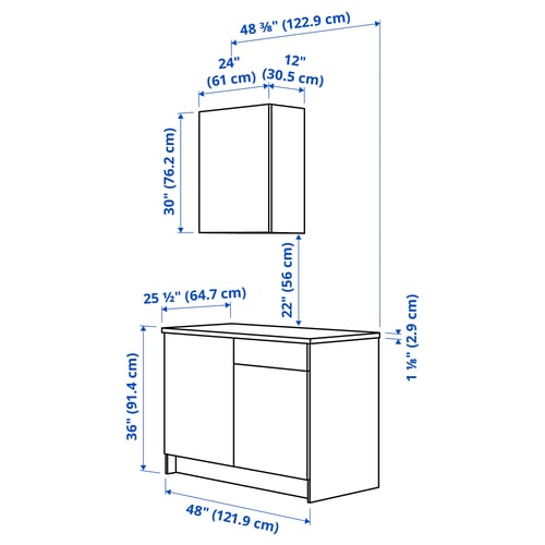 KNOXHULT Kitchen, white, 121.9x61.0x223.5 cm