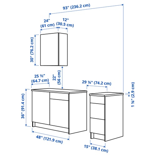 KNOXHULT Kitchen, white, 236.2x61.0x223.5 cm