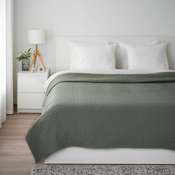KÖLAX Bedspread, grey-green, Full/Queen
