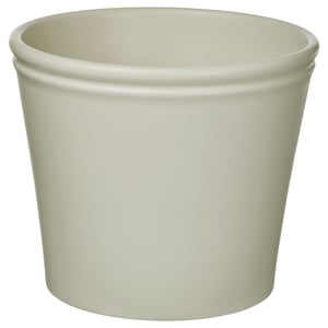 Empty cream-colored, cylindrical planter made of earthenware with a smooth finish. Ideal for home use and versatile in design.