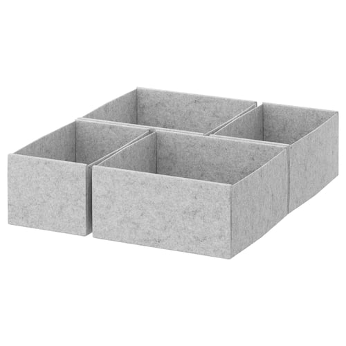 KOMPLEMENT felt organiser, grey, 4-compartment, square shape, fabric.