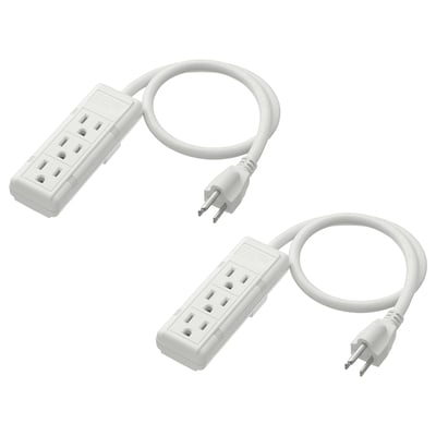 KOPPLA 3-way socket, earthed/white, 0.5 m