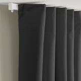KORGMOTT Block-out curtains, 1 pair, dark grey/with heading tape, 145x250 cm