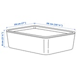 KUGGIS Box with lid, transparent black/bamboo, 18x26x8 cm