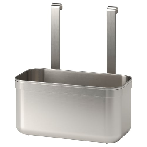 KUNGSFORS stainless steel hanging organiser, rectangular shape, two hooks for wall mounting, sleek modern design.