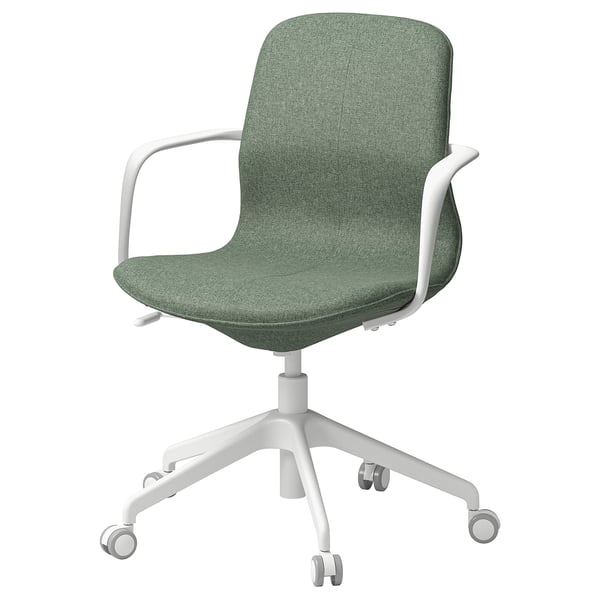 LÅNGFJÄLL Conference chair with armrests, Gunnared green-grey/white