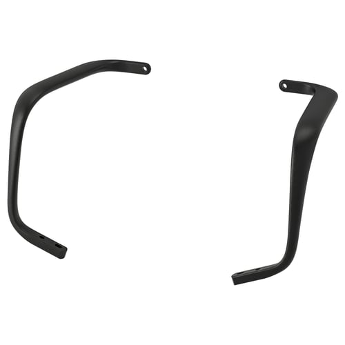 Black LÅNGFJÄLL chair armrests, aluminium frame, curved design, powder-coated finish.