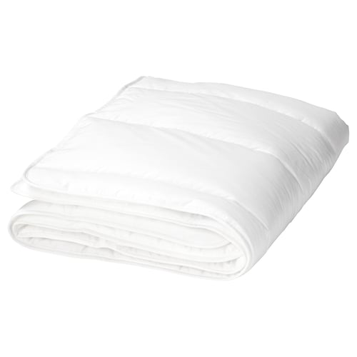 White, recycled duvet, cotton cover.