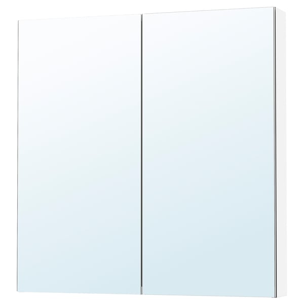 LETTAN Mirror cabinet with doors, mirror effect/mirror glass, 91x15x94 cm