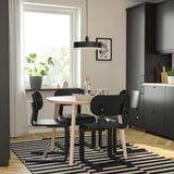 LISABO / LYCKAN Table and 4 chairs, ash veneer/black birch veneer, 105 cm