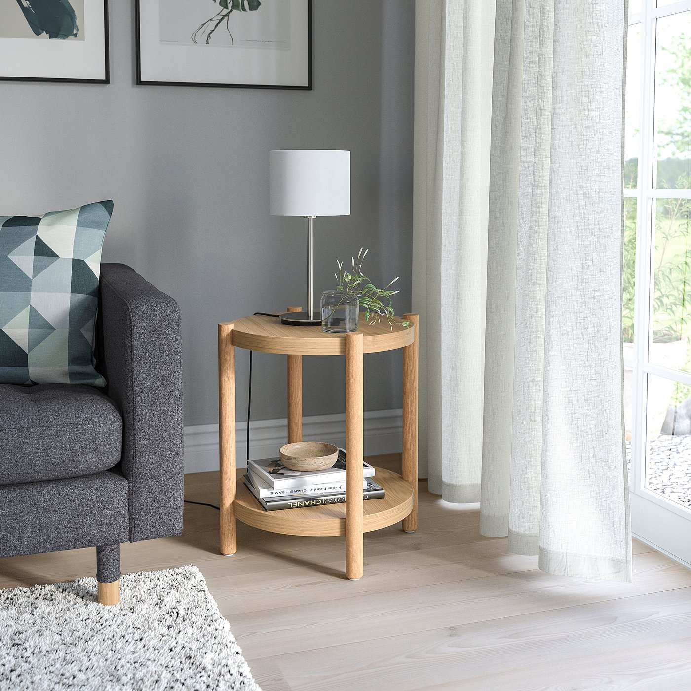 LISTERBY side table, oak veneer, 50 cm - IKEA