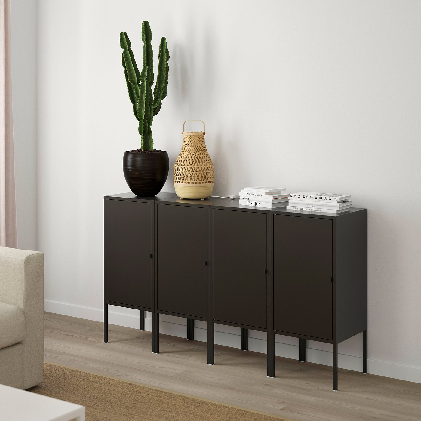 IKEA LIXHULT リックスフルト ブラック LIXHULT storage combination, anthracite, 140x35x82 cm - IKEA