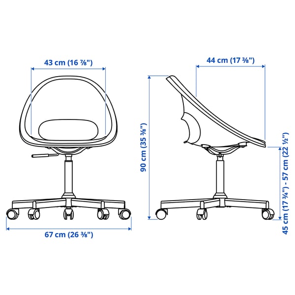LOBERGET / MALSKÄR Swivel chair + pad, white/orange