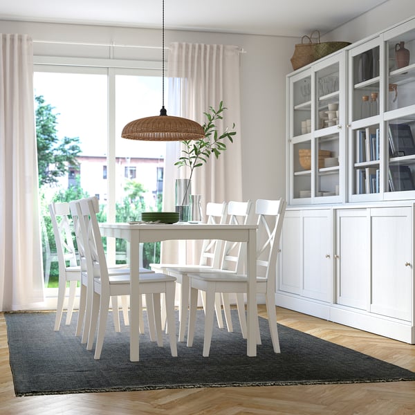 LOKBYTE Rug, flatwoven, dark blue/light beige, 200x300 cm