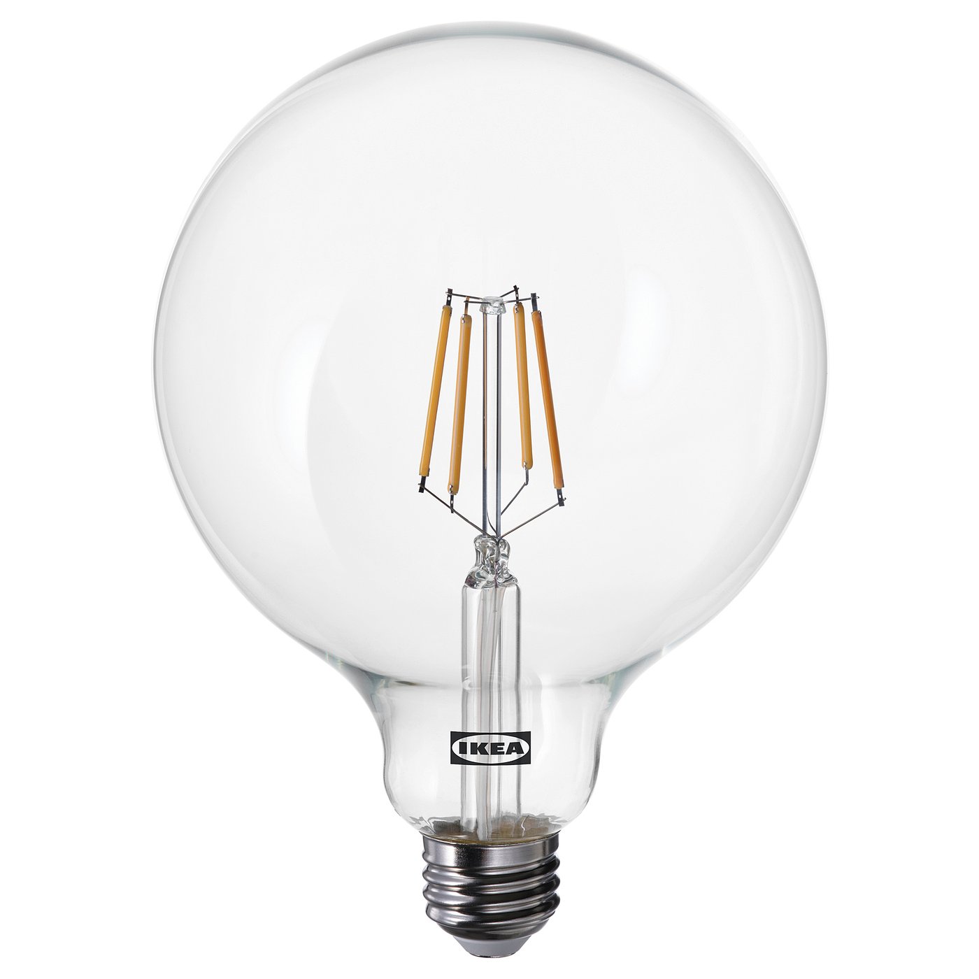 Ikea LUNNOM light bulb, clear, spherical glass, warm white led.