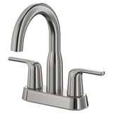 Stainless steel macksjon tap, chrome finish, curved spout, two lever handles.