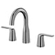 Modern, chrome MACKSJÖN tap with sleek, curved spout and side handles, stainless steel body.