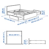 MALM Bed frame, high, w 4 storage boxes, oak veneer/Luröy, King