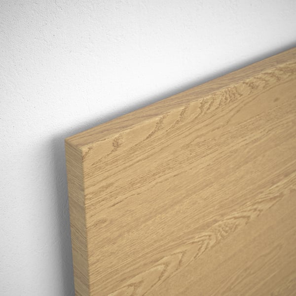 MALM Bed frame, high, w 4 storage boxes, oak veneer/Luröy, King