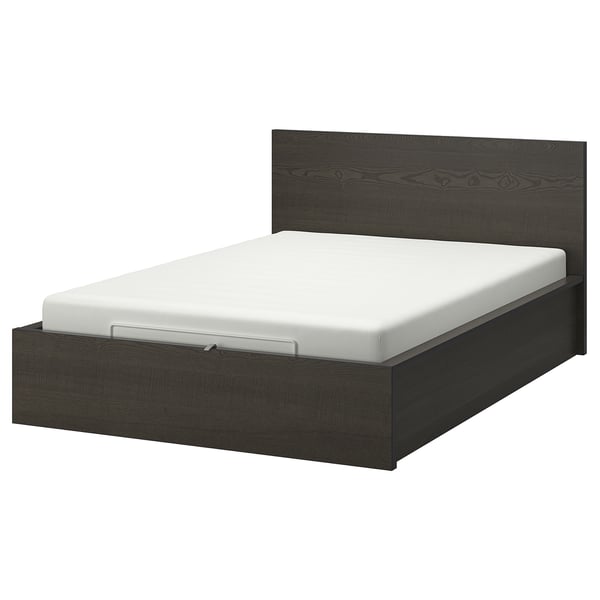 MALM Ottoman bed, dark brown veneer, Queen