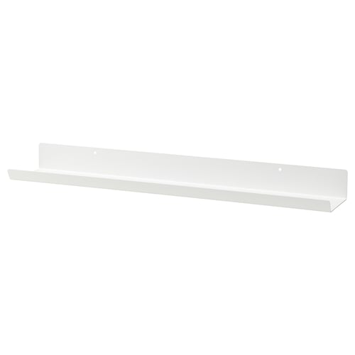 A MALMBÄCK white metal wall shelf, sleek and rectangular, ideal for displaying items.