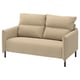 A beige MANNARP loveseat with cushions, featuring modern design and durable saxemara fabric with metal legs.