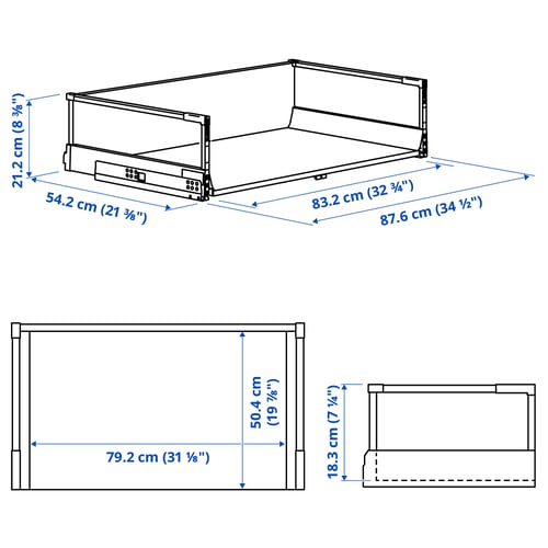 Illustration with measurements for the product: MAXIMERA.
