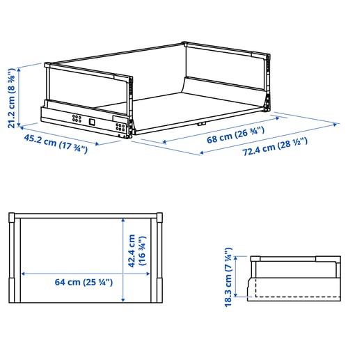 Illustration with measurements for the product: MAXIMERA.