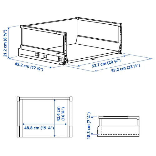 Illustration with measurements for the product: MAXIMERA.